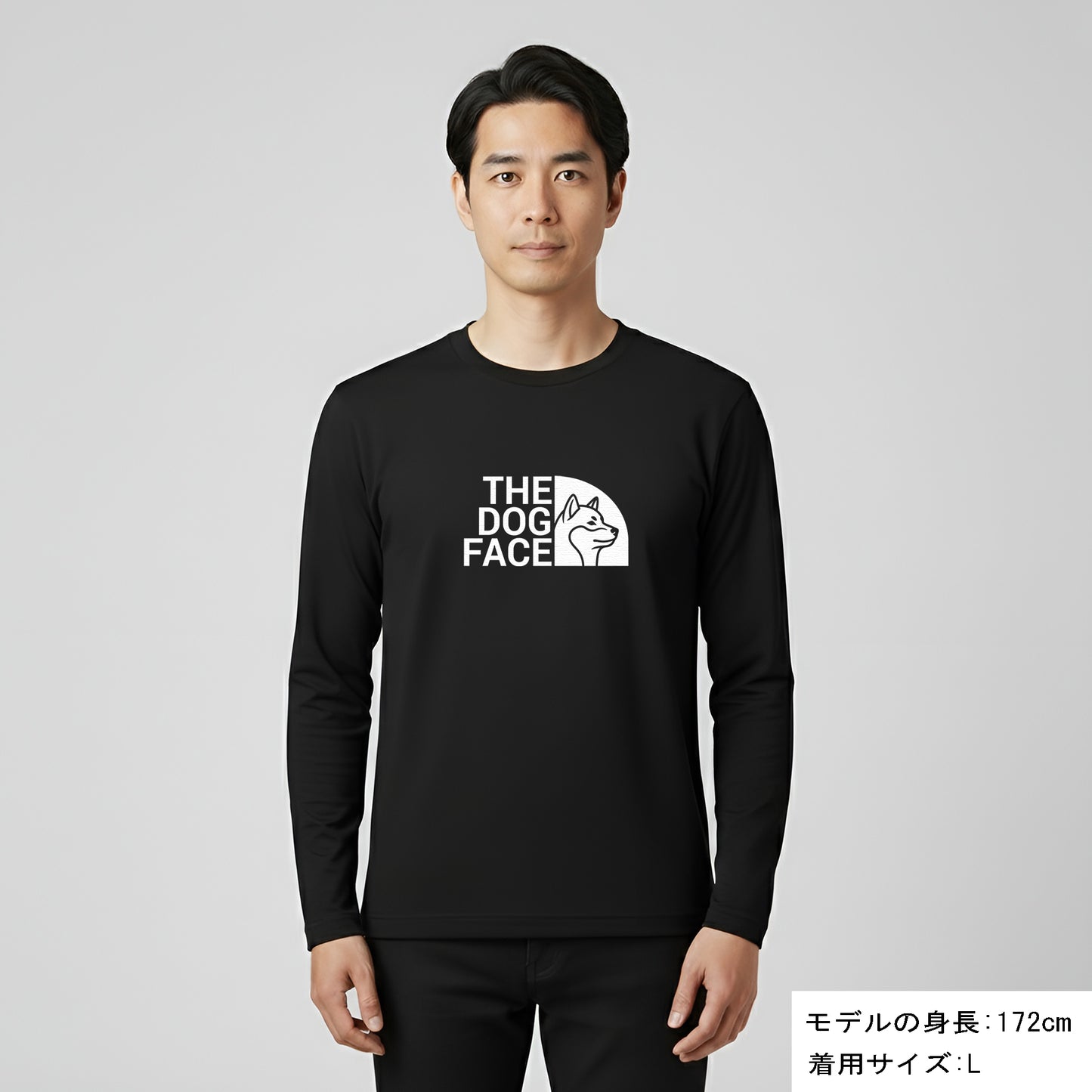 犬 ロン t 犬 長袖 t シャツ いぬ  犬イラスト 柴犬 THE DOG FACE Shiba