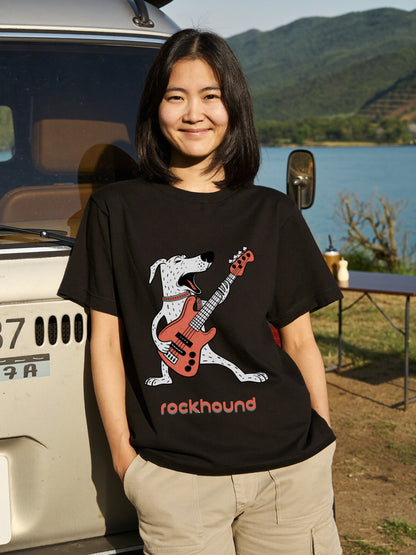 ロック ハウンド 犬 Tシャツ ギター 犬好き ロック 音楽 かわいい おしゃれ 面白い ギフト 人気