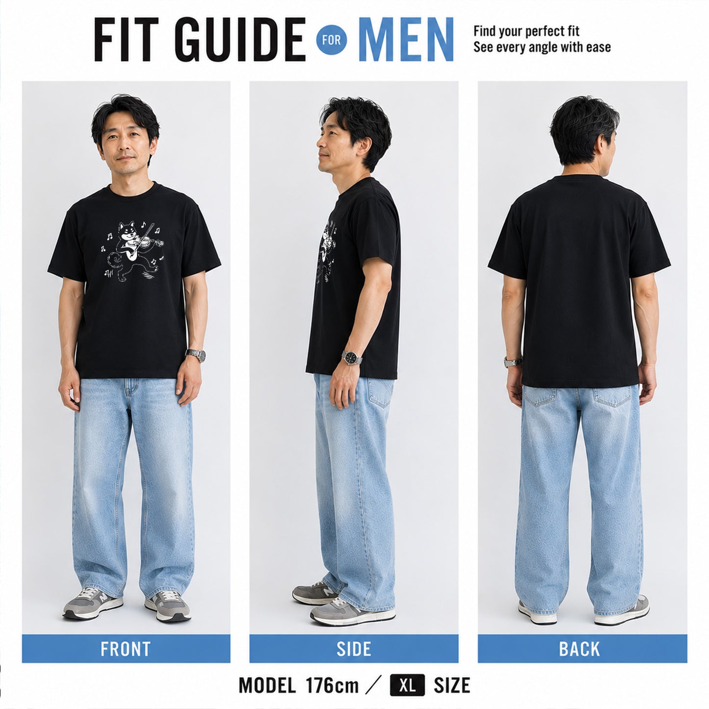 黒柴 ヴァイオリン Tシャツ ｜ 柴犬・犬好き・音楽好きに人気