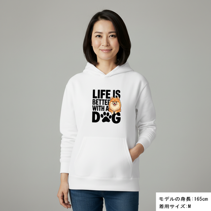 犬 パーカー 犬イラスト いぬ かわいい ポメラニアン  Life is better with a Pomeranian