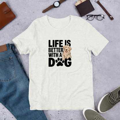 犬 tシャツ 犬イラスト ゴールデンレトリバー  Life is better with a Golden｜アダルト&キッズサイズ