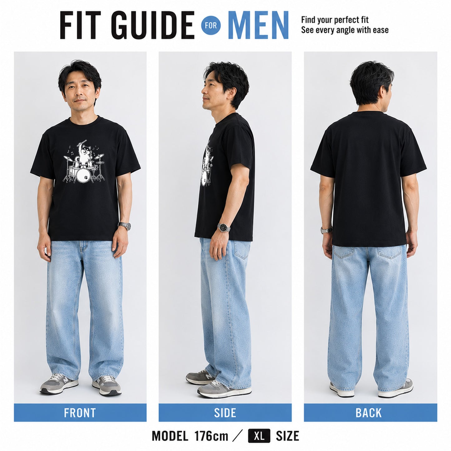 ドラムを叩く柴犬 柴犬Tシャツ | 音楽好き・犬好きに人気