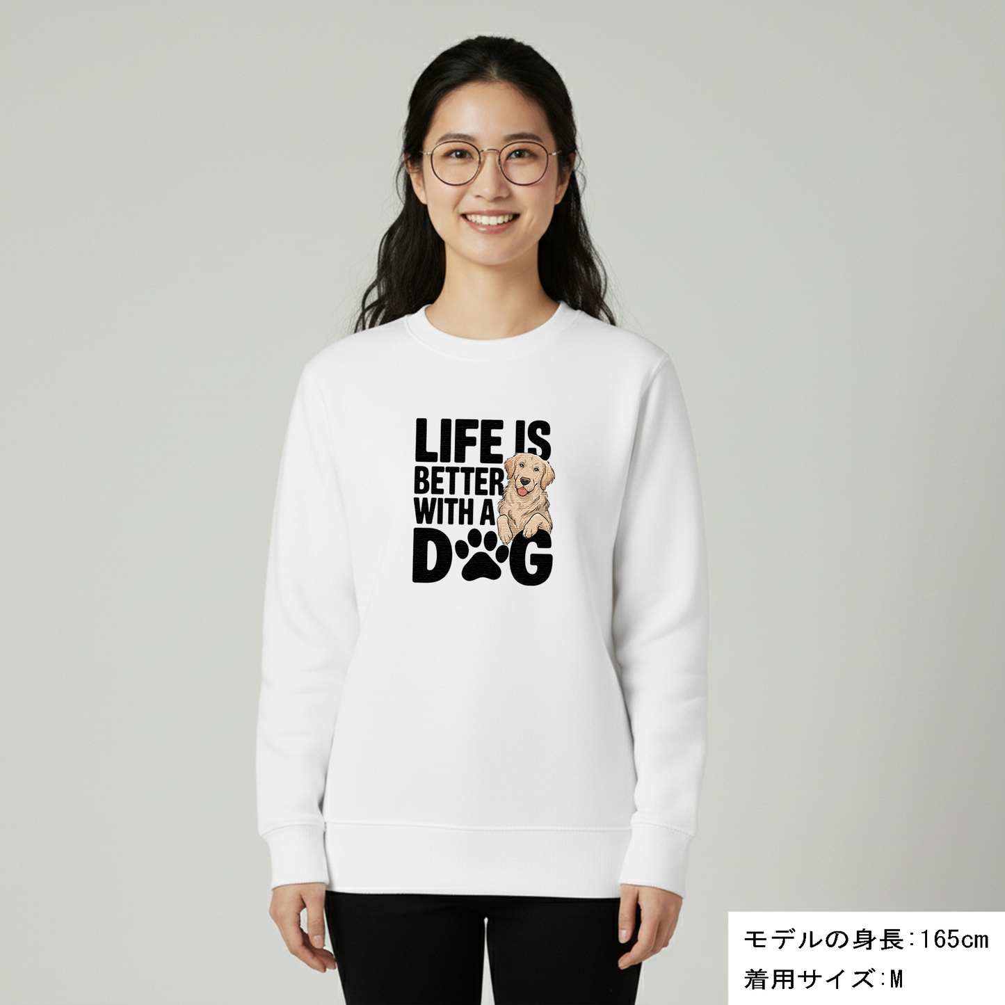 犬 トレーナー いぬ かわいい 犬イラスト ゴールデンレトリバー  Life is better with a Golden