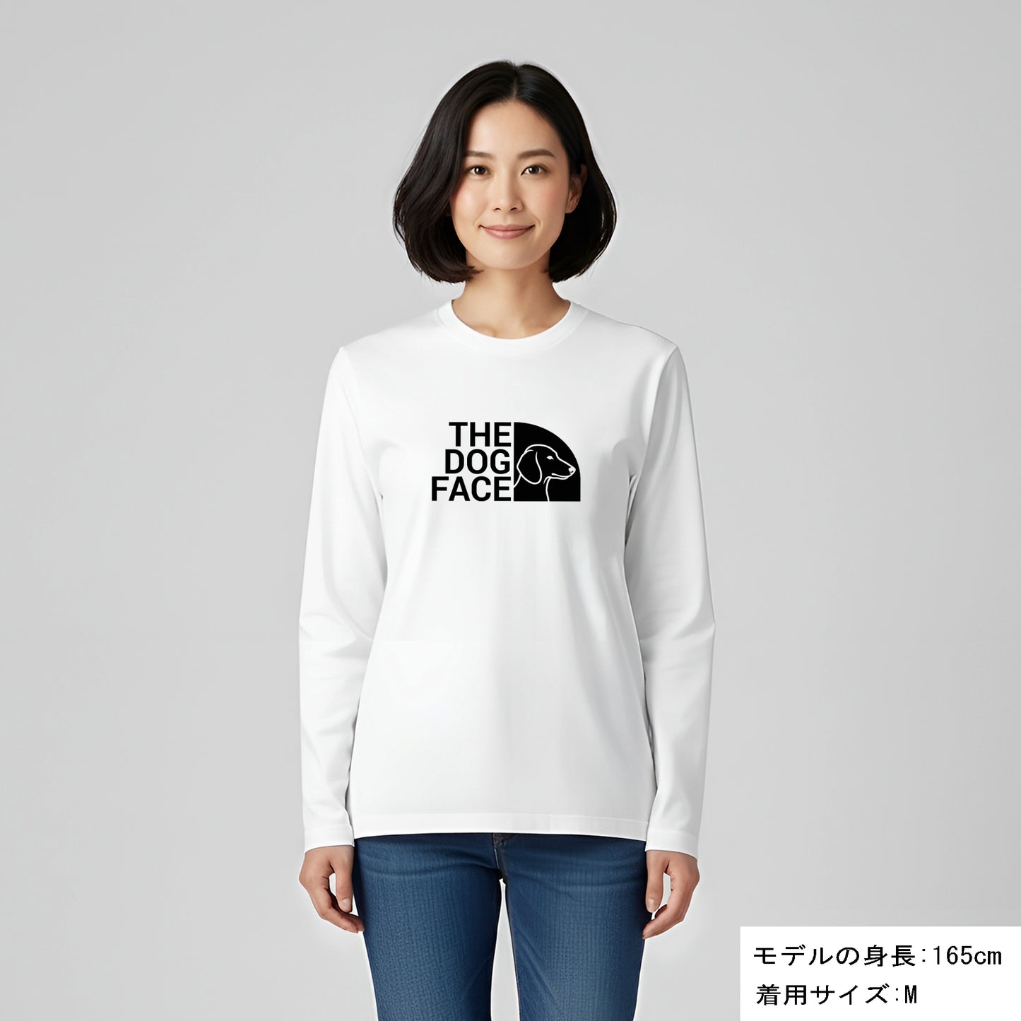 犬 ロン t 犬 長袖 t シャツ いぬ  犬イラストTHE DOG FACE ダックスフンド