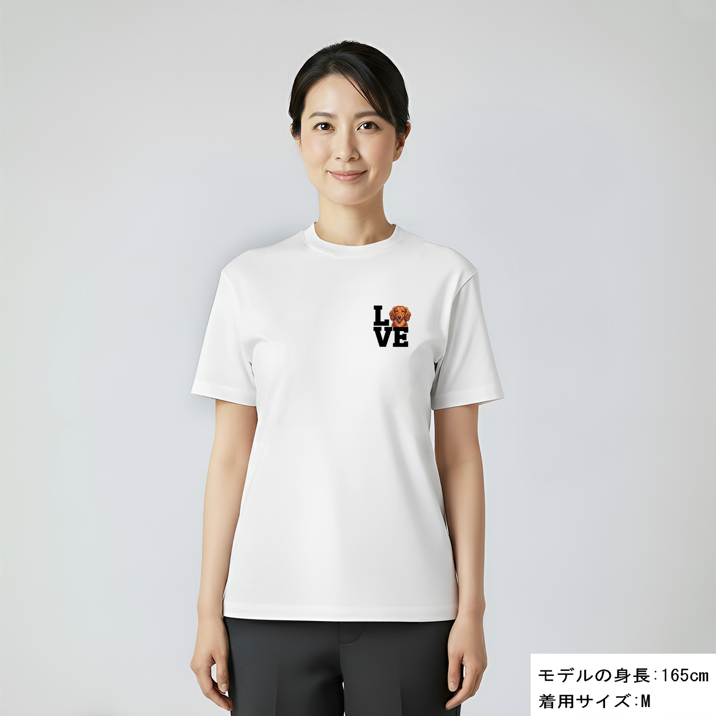 犬 tシャツ 犬イラストダックスフンド Love-Dachshund｜アダルト&キッズサイズ