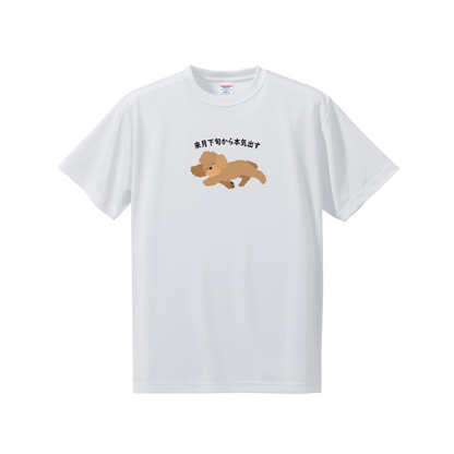 犬tシャツ ドライTシャツ シルキータッチTシャツ いぬ 犬イラスト おもしろ tシャツ プードル犬 明日から本気出す/ 来月下旬から本気出す