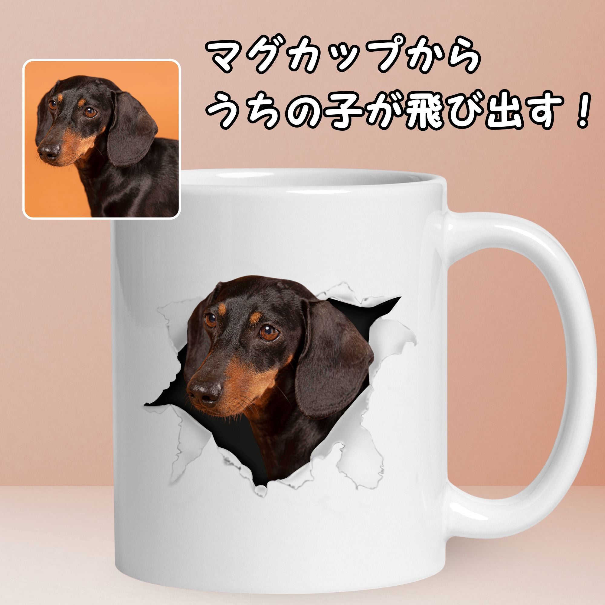 名入れマグカップ 飛び出す ペット写真 | うちの子マグカップ