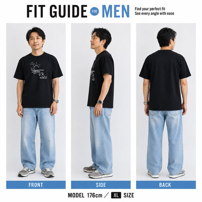 朝日と犬の線画 犬Tシャツ | アウトドア・犬好きに人気