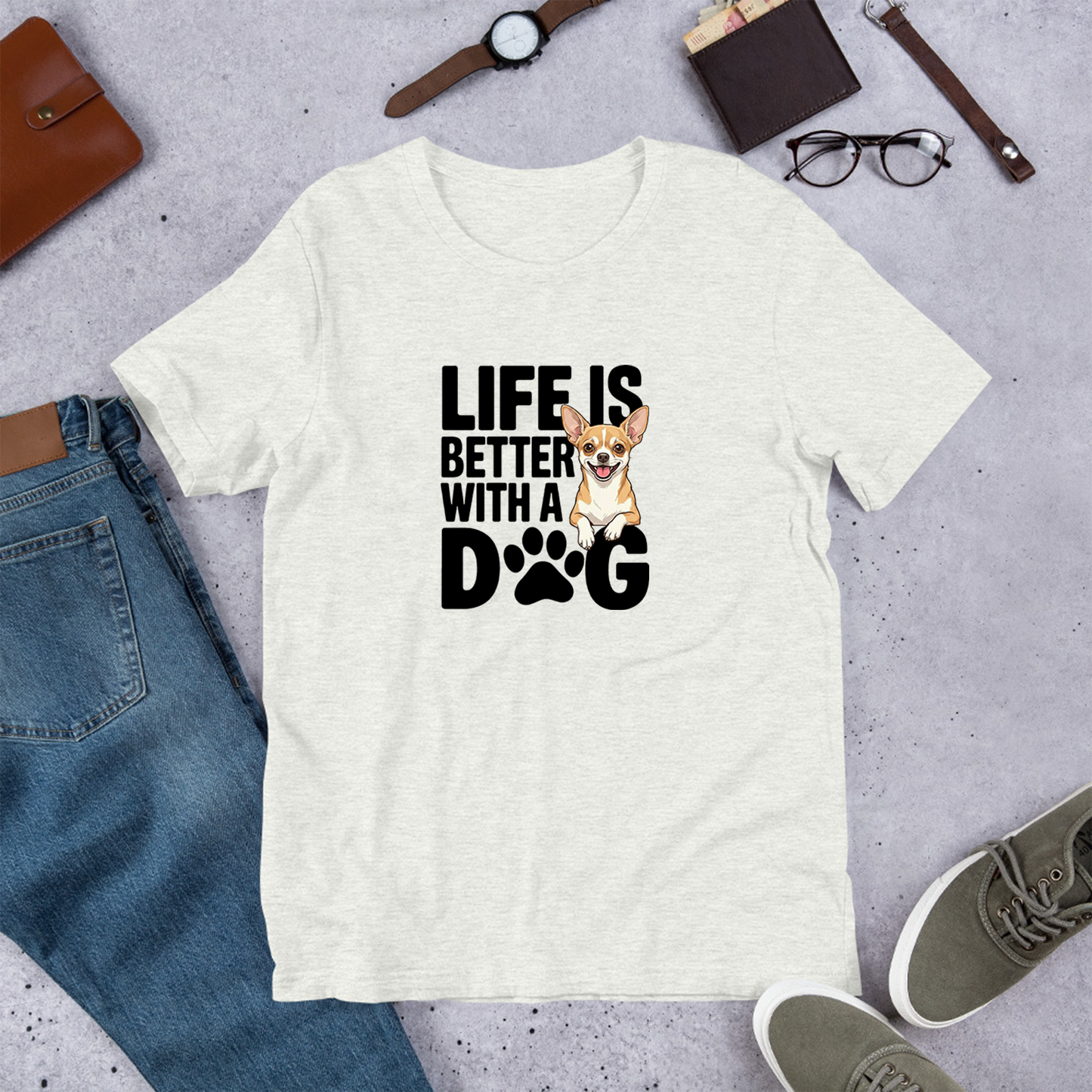 犬 tシャツ 犬イラスト チワワ  Life is better with a Chiwawa｜アダルト&キッズサイズ