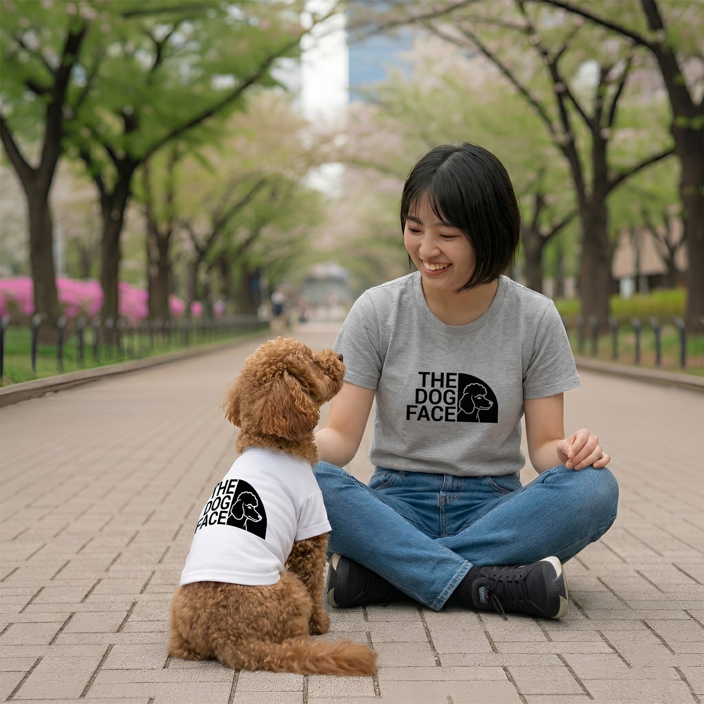 THE DOG FACE Poodle デザイン 犬用Tシャツ ワンちゃんTシャツ 犬服 柴犬Tシャツ｜綿100%・小型～中型犬