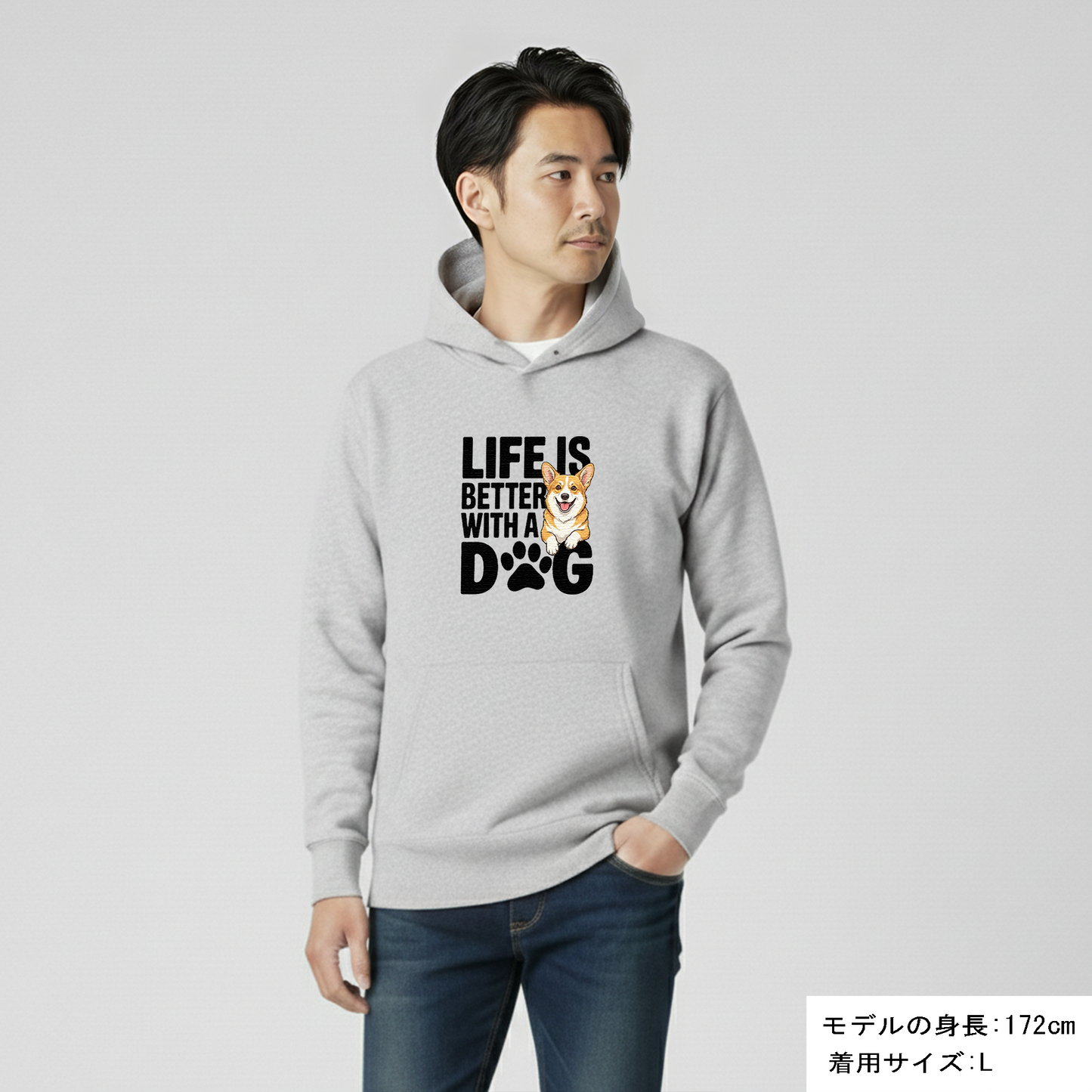 犬 パーカー 犬イラスト いぬ かわいい コーギー Life is better with a Corgi