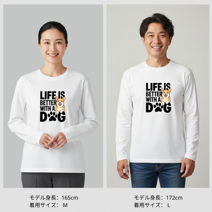 犬 ロン t 犬 長袖 t シャツ いぬ  犬イラストコーギー Life is better with a Corgi