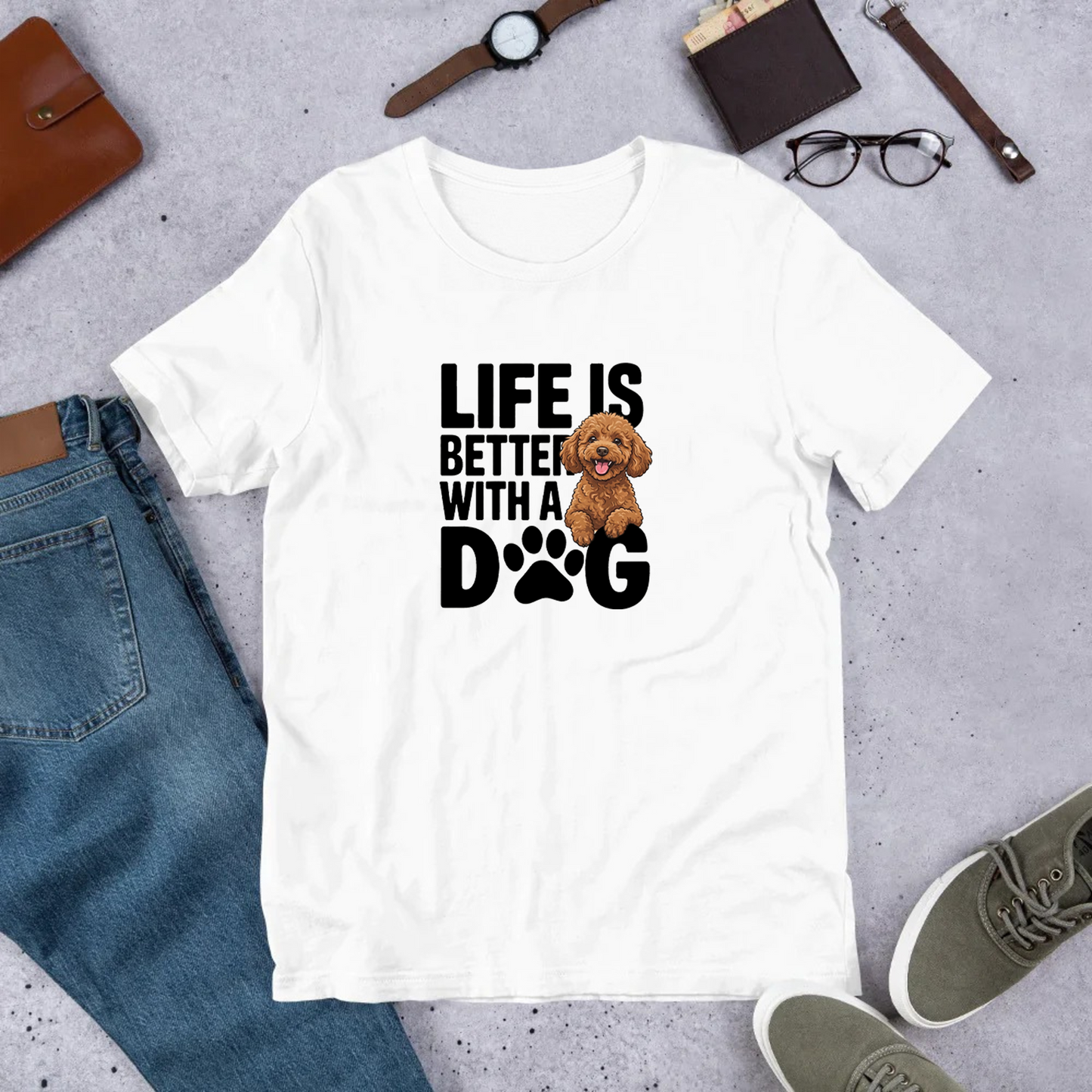 犬 tシャツ 犬イラストプードル Life is better with a Poodle ｜アダルト&キッズサイズ