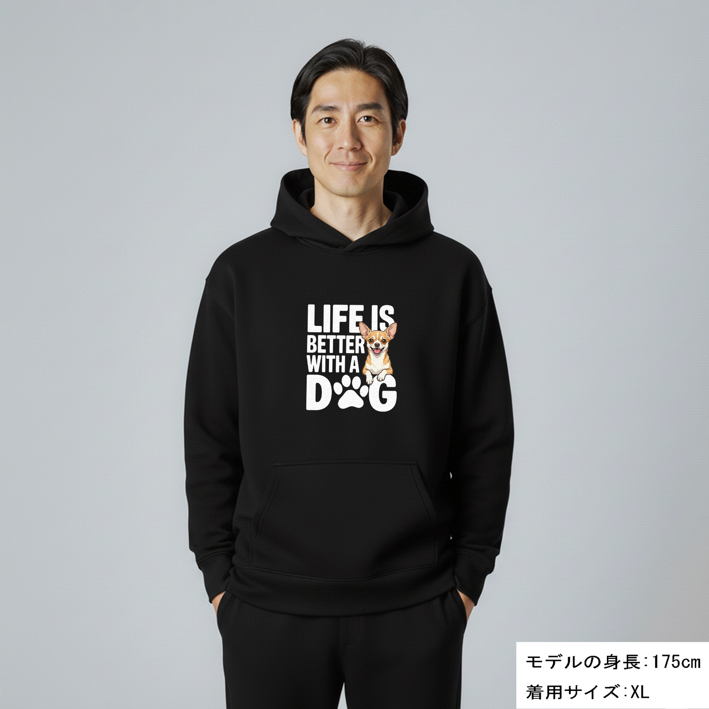 犬 パーカー 犬イラスト いぬ かわいい チワワ  Life is better with a Chiwawa