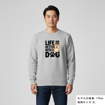 犬 トレーナー いぬ かわいい 犬イラスト柴犬  Life is better with a Shiba