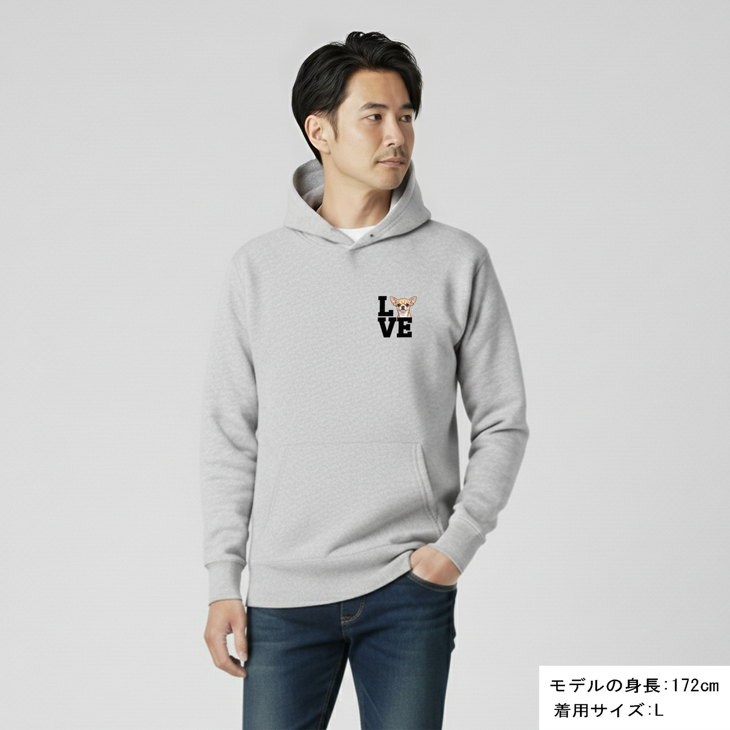 犬 パーカー 犬イラスト かわいい チワワ Love-Chiwawa