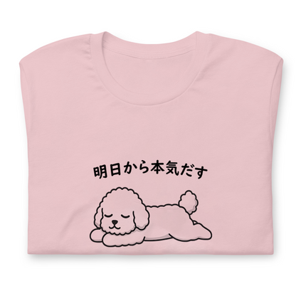 犬 tシャツ 犬イラスト ビション犬 明日から本気出す｜アダルト&キッズサイズ