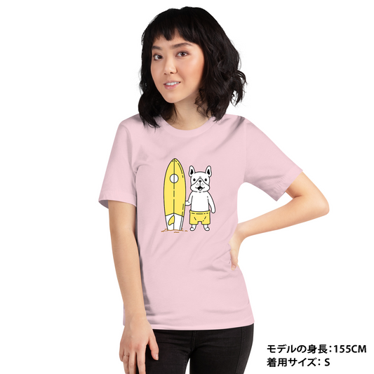 犬 tシャツ 犬イラスト フレンチ・ブルドッグ サーフィン×フレブル｜アダルト&キッズサイズ