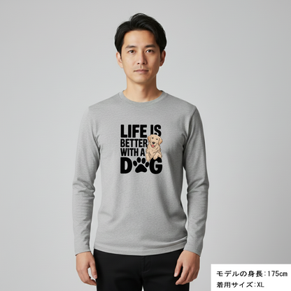 犬 ロン t 犬 長袖 t シャツ いぬ  犬イラスト ゴールデンレトリバー  Life is better with a Golden