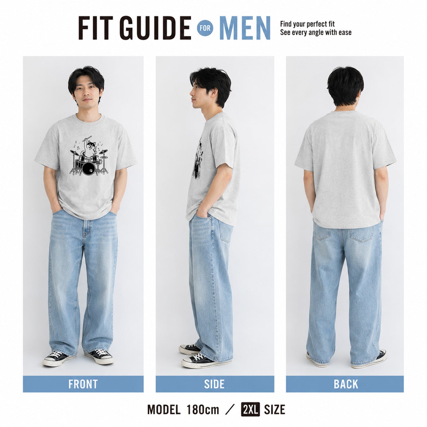 ドラムを叩く柴犬 柴犬Tシャツ | 音楽好き・犬好きに人気