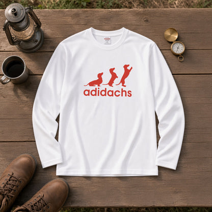 ADIDACHS | ダックスフンド 3本ライン風 シルエット パロディTシャツ ロングTシャツ【ドッグオーナー・愛犬家・犬雑貨・父の日・プレゼントに最適】