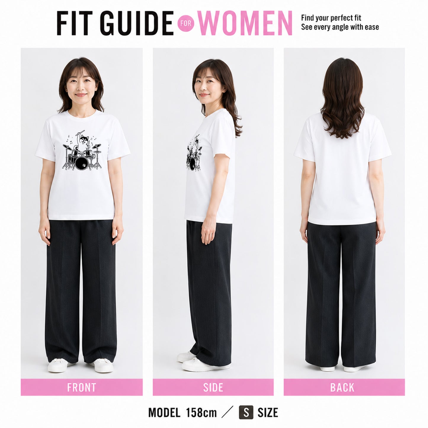 ドラムを叩く柴犬 柴犬Tシャツ | 音楽好き・犬好きに人気