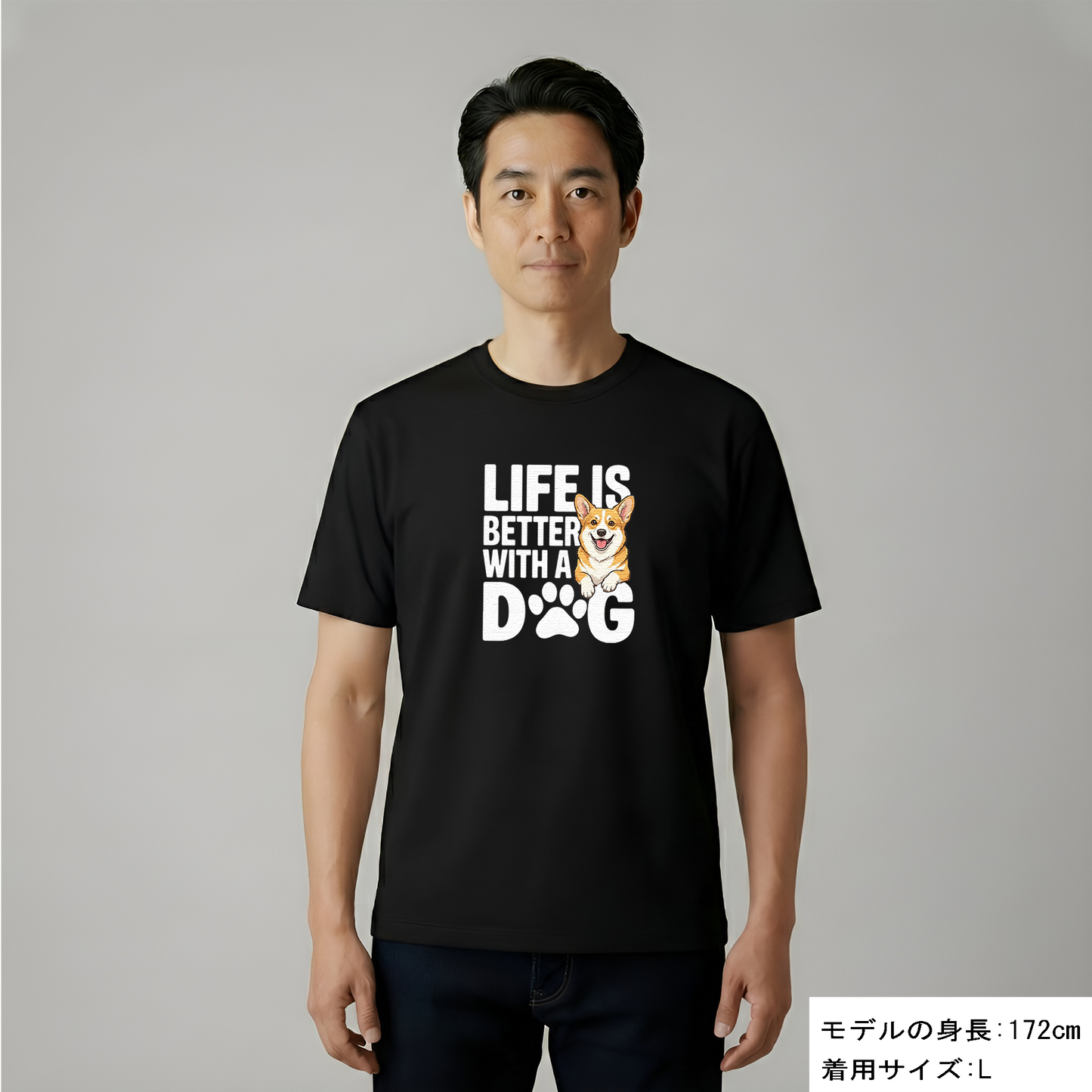 犬 tシャツ 犬イラストコーギー Life is better with a Corgi｜アダルト&キッズサイズ
