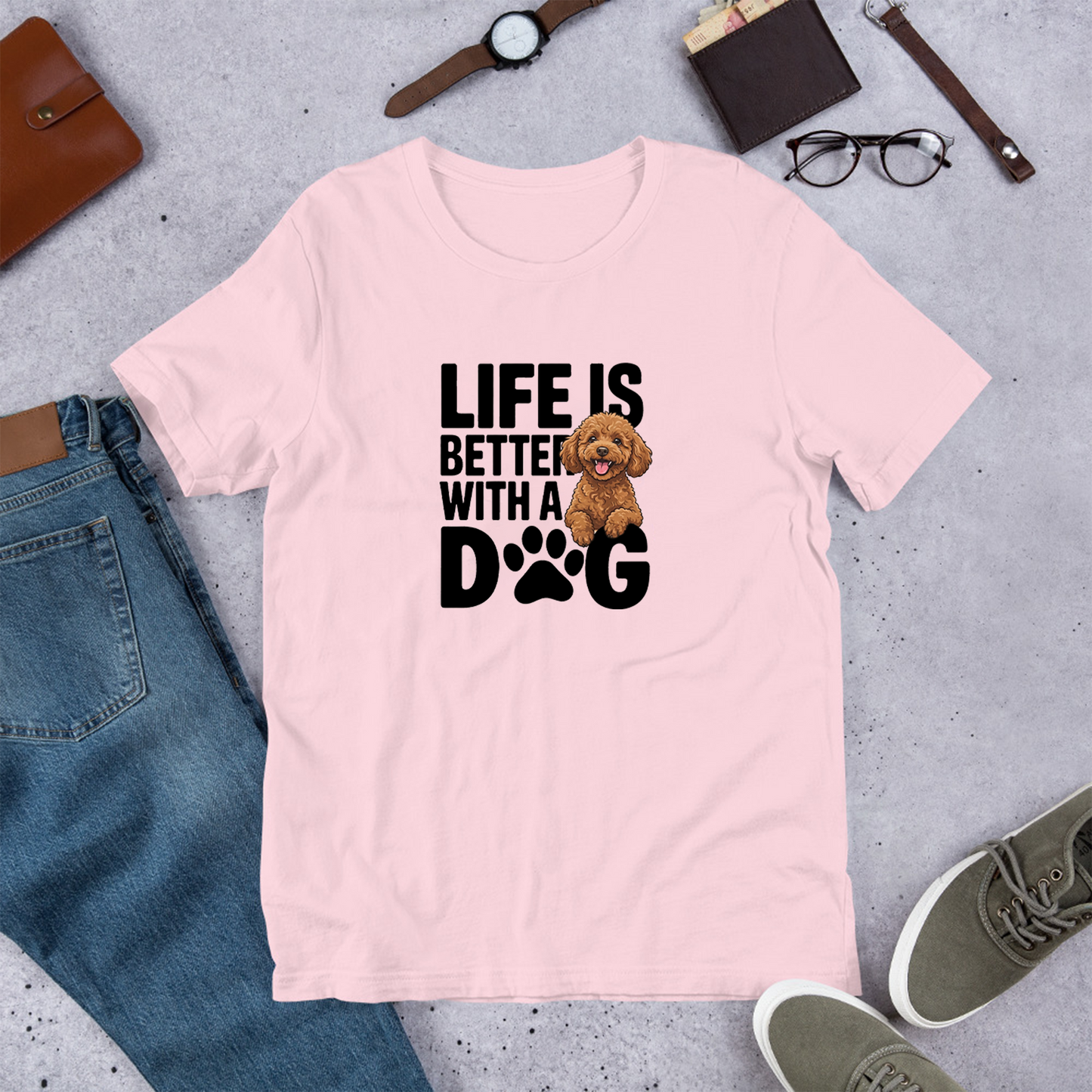 犬 tシャツ 犬イラストプードル Life is better with a Poodle ｜アダルト&キッズサイズ
