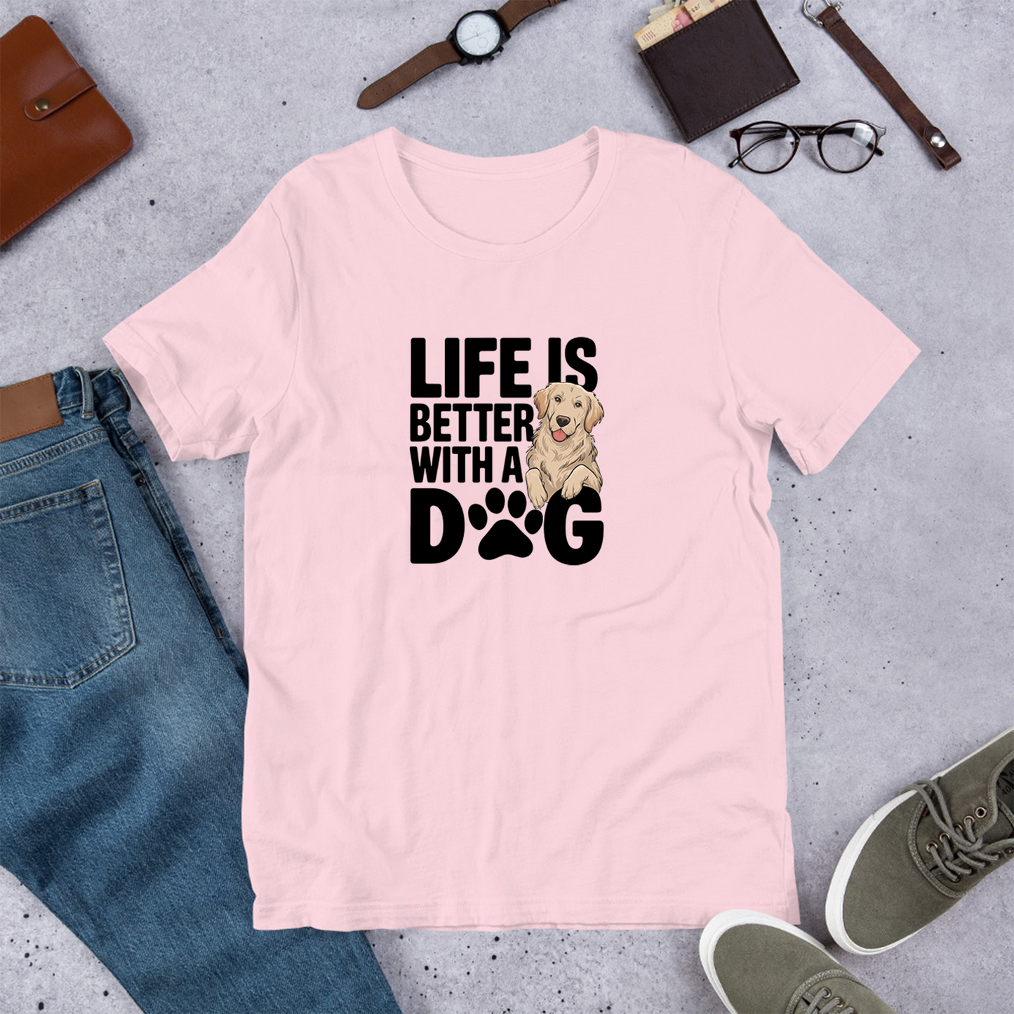 犬 tシャツ 犬イラスト ゴールデンレトリバー  Life is better with a Golden｜アダルト&キッズサイズ