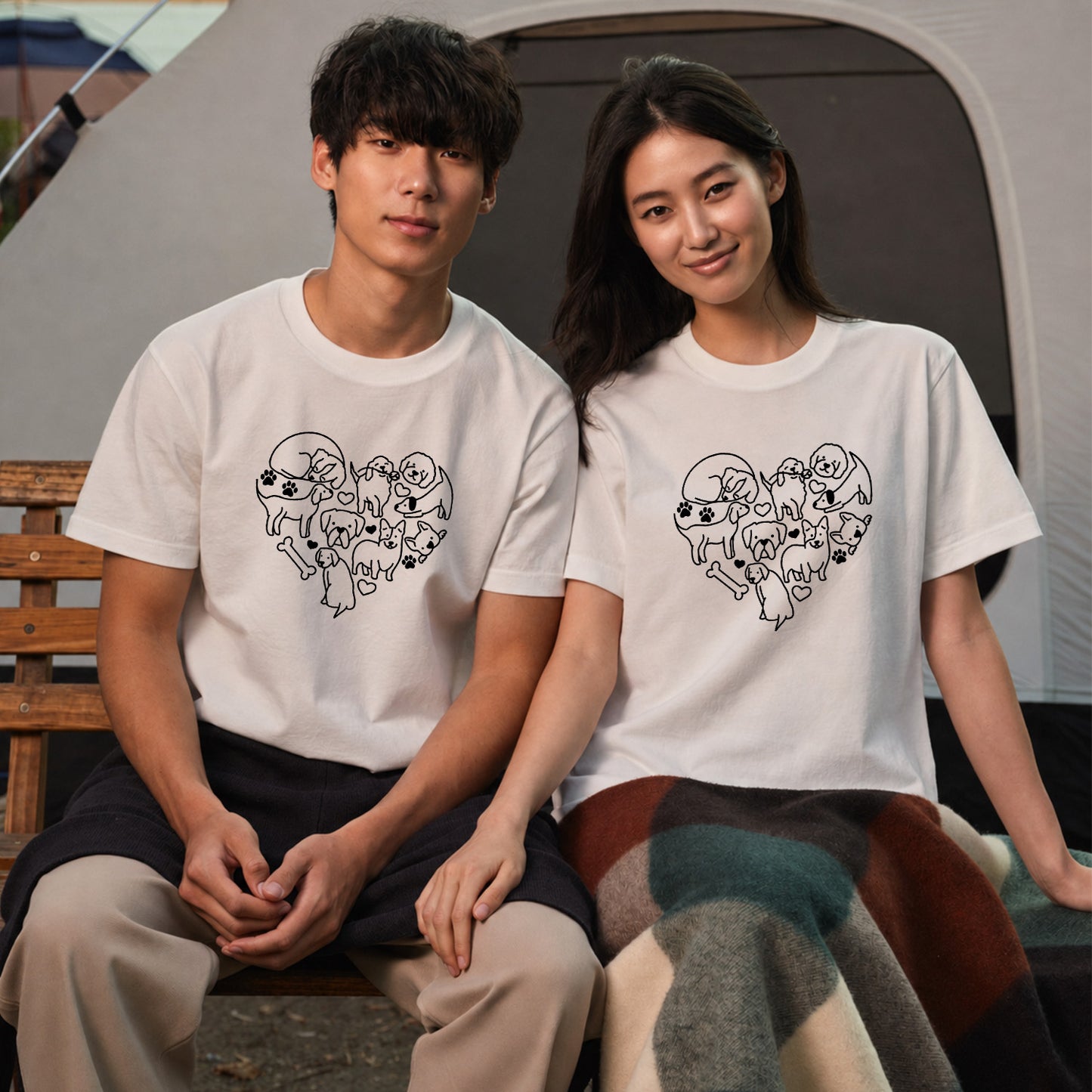 ハート型集合犬イラスト 犬Tシャツ | 犬好き・愛犬家に人気