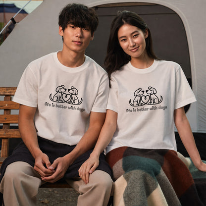 ハート対面犬 犬Tシャツ | 犬好き・愛犬家に人気