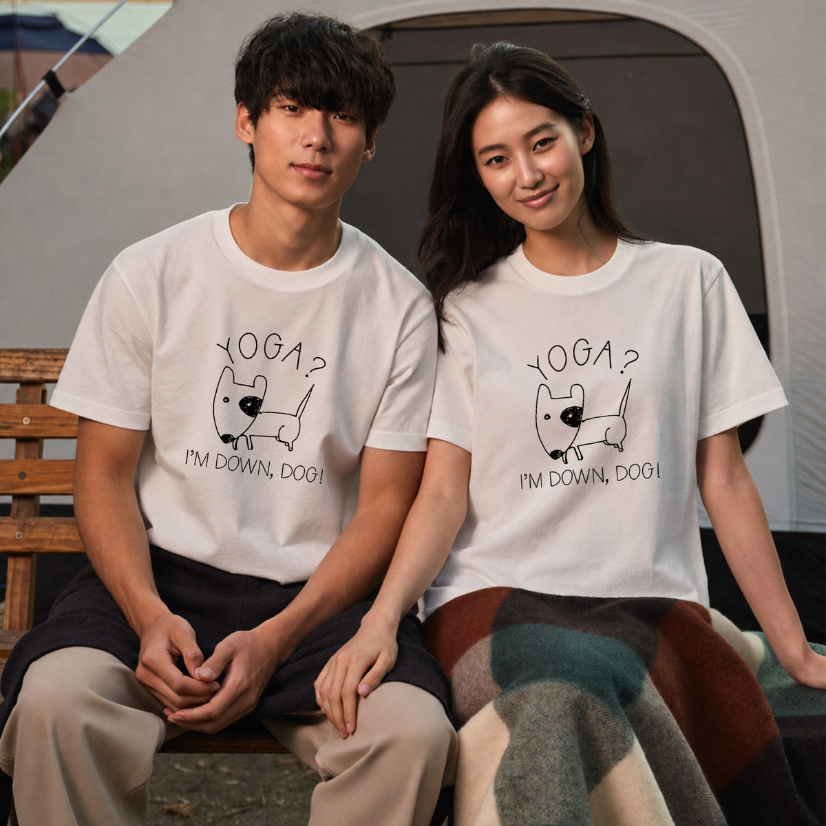 ヨガポーズ犬 犬Tシャツ | ヨガ好き・犬好きに人気