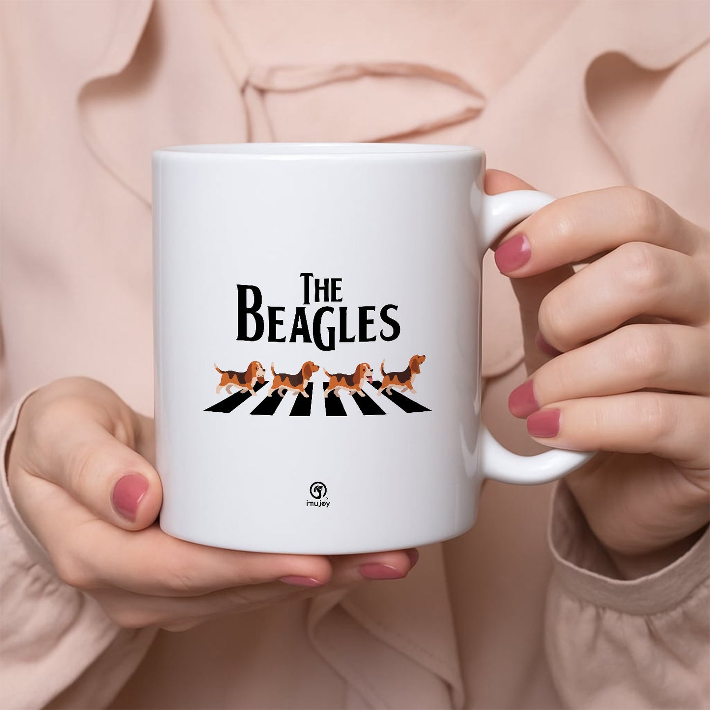 マグカップ 犬イラスト かわいい   BEAGLES ビーグル犬 横断歩道グラフィック ｜犬好きにおすすめの面白い犬グッズ プレゼントにも最適