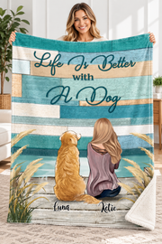 Better Together With Dog 飼い主と愛犬の写真・名入れデザイン | ブランケット | フロントのみプリント