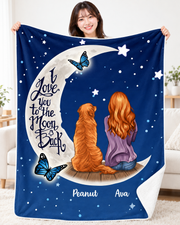 Moonlight Owner Dog Love 飼い主と愛犬の写真・名入れ月夜デザイン | ブランケット | フロントのみプリント