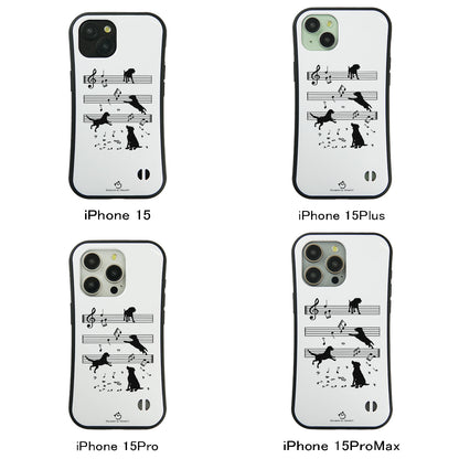 ケース いぬ 犬 イラスト  音符と踊る犬  ケース iPhone8, SE2, SE3 ~ ケースiPhone17シリーズ