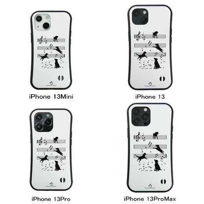 ケース いぬ 犬 イラスト  音符と踊る犬  ケース iPhone8, SE2, SE3 ~ ケースiPhone17シリーズ