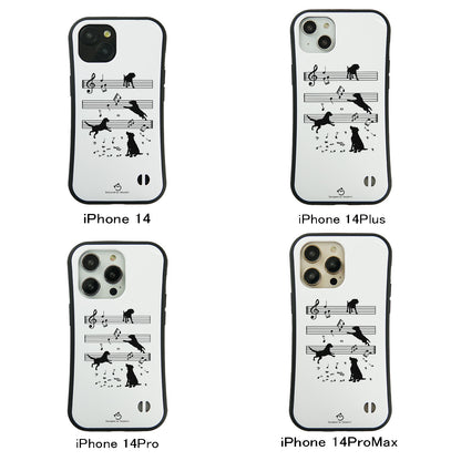 ケース いぬ 犬 イラスト  音符と踊る犬  ケース iPhone8, SE2, SE3 ~ ケースiPhone17シリーズ