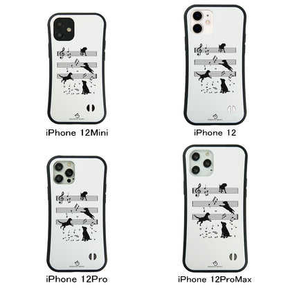 ケース いぬ 犬 イラスト  音符と踊る犬  ケース iPhone8, SE2, SE3 ~ ケースiPhone17シリーズ