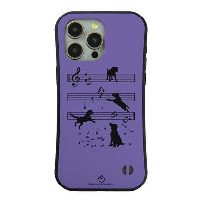 ケース いぬ 犬 イラスト  音符と踊る犬  ケース iPhone8, SE2, SE3 ~ ケースiPhone17シリーズ