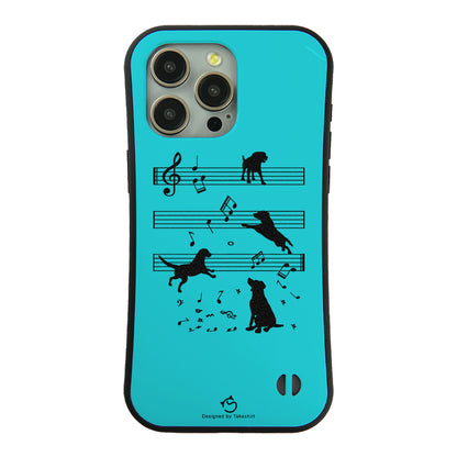 ケース いぬ 犬 イラスト  音符と踊る犬  ケース iPhone8, SE2, SE3 ~ ケースiPhone17シリーズ
