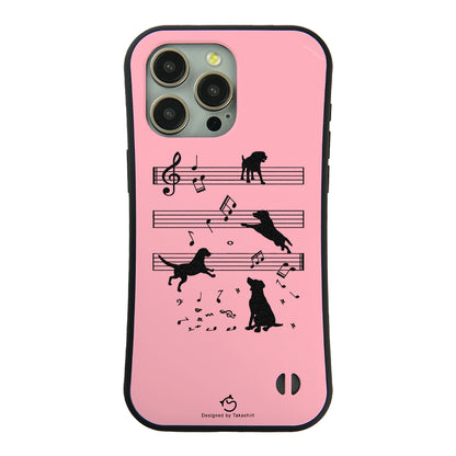 ケース いぬ 犬 イラスト  音符と踊る犬  ケース iPhone8, SE2, SE3 ~ ケースiPhone17シリーズ