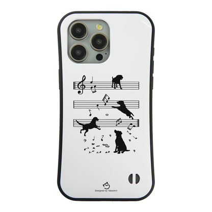ケース いぬ 犬 イラスト  音符と踊る犬  ケース iPhone8, SE2, SE3 ~ ケースiPhone17シリーズ