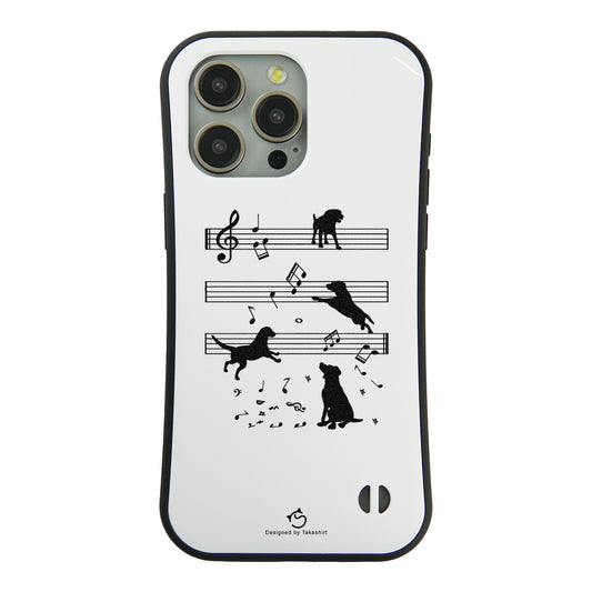 ケース いぬ 犬 イラスト  音符と踊る犬  ケース iPhone8, SE2, SE3 ~ ケースiPhone17シリーズ