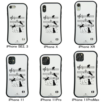 ケース いぬ 犬 イラスト  音符と踊る犬  ケース iPhone8, SE2, SE3 ~ ケースiPhone17シリーズ