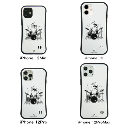 ケース いぬ 犬 イラスト  ドラムを叩く柴犬 柴犬 ケース iPhone8, SE2, SE3 ~ ケースiPhone17シリーズ