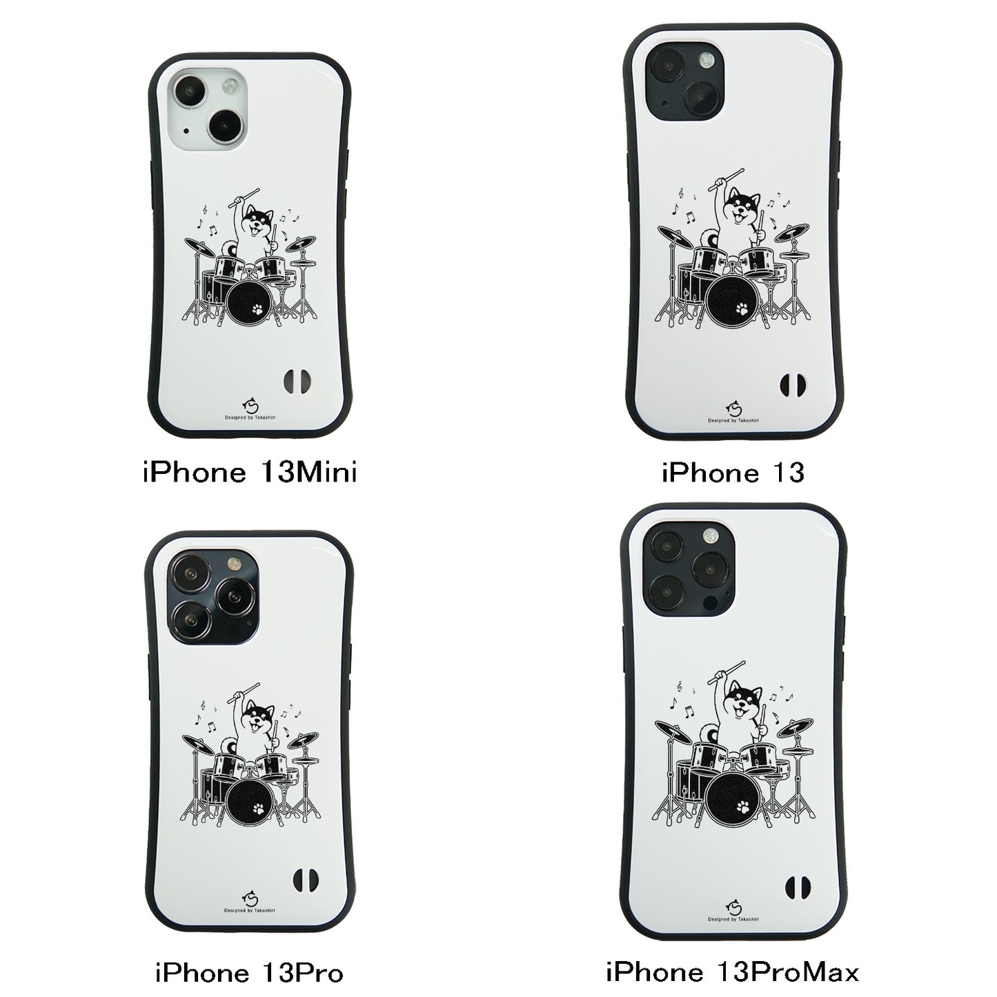 ケース いぬ 犬 イラスト  ドラムを叩く柴犬 柴犬 ケース iPhone8, SE2, SE3 ~ ケースiPhone17シリーズ