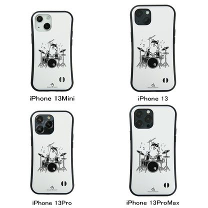 ケース いぬ 犬 イラスト  ドラムを叩く柴犬 柴犬 ケース iPhone8, SE2, SE3 ~ ケースiPhone17シリーズ