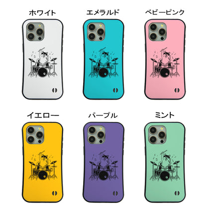 ケース いぬ 犬 イラスト  ドラムを叩く柴犬 柴犬 ケース iPhone8, SE2, SE3 ~ ケースiPhone17シリーズ