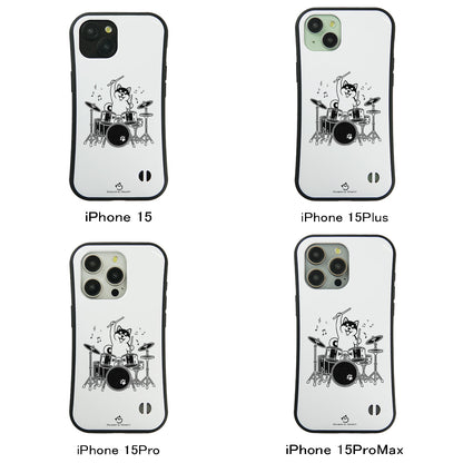 ケース いぬ 犬 イラスト  ドラムを叩く柴犬 柴犬 ケース iPhone8, SE2, SE3 ~ ケースiPhone17シリーズ